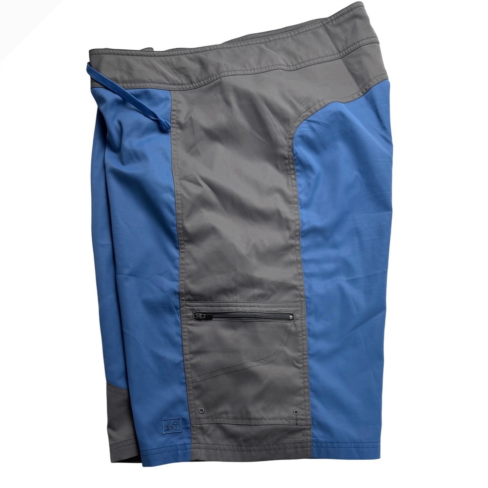 REI Co-op Mens XL‎ Board Shorts Blue Grey Colorblock Swim Trunks